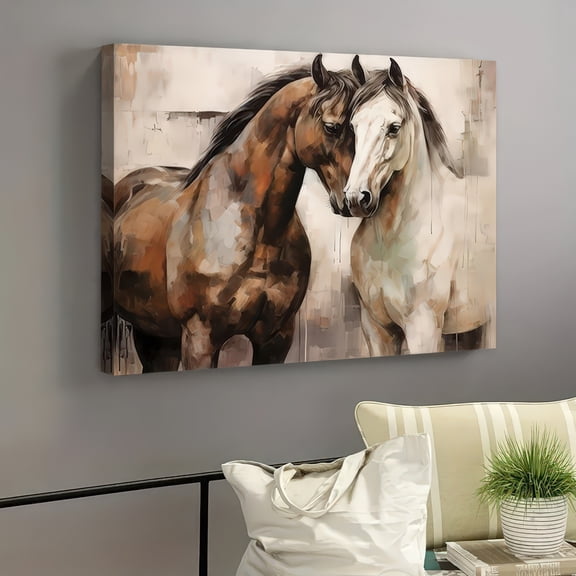 Abstract Horse Pair Canvas Wall Art with Frame
