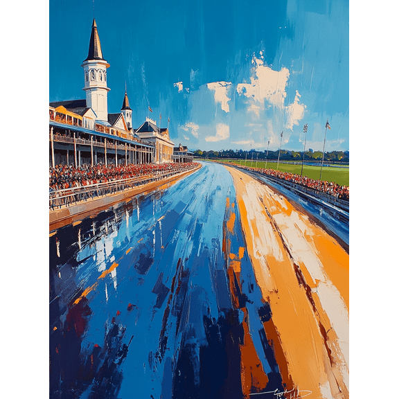 Abstract Horse Racing Track Canvas Painting/Wall Art， Suitable for Living Room， Hallway and Gallery Wall Decor.