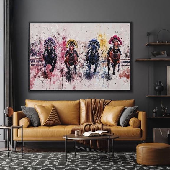 Abstract Horse Racing Wall Art, Equine Print, Vibrant Sports Wall Decor, Equestrian Jockeys Poster,Ready to Hang Gift, Size 8x12 UNFFRAMED F03.1.8l2792