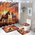 thumbnail image 1 of Abstract Horse Shower Curtain Sets for Bathroom, 4 Pieces Nature Flower Tree Landscape Bathroom Decor Set Waterproof Shower Curtains with 12 Hooks Toilet Lid Rug and Bath Mat, Style-4, 1 of 8