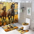 thumbnail image 1 of Abstract Horse Shower Curtain Sets for Bathroom, 4 Pieces Nature Flower Tree Landscape Bathroom Decor Set Waterproof Shower Curtains with 12 Hooks Toilet Lid Rug and Bath Mat, Style-4, 1 of 8