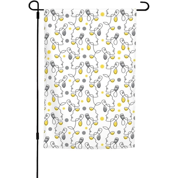 Abstract Human Face Seamless Pattern Garden Flag 12x18 Inch Double Sided Outside Farmhouse Decor Banner Yard Welcome Flags