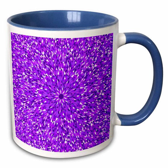 3drose, Abstract Hypnotic Dynamic Circular Triangle Mosaic Background, 15oz Two-tone Blue Mug