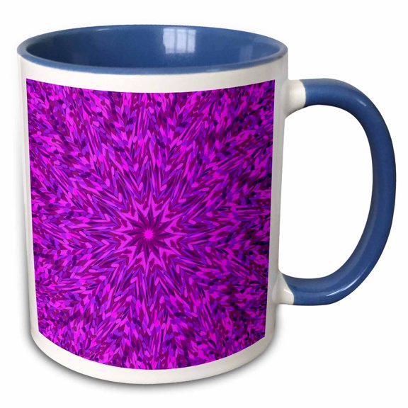 3drose, Abstract Hypnotic Dynamic Stylized Flower Pattern Background, 15oz Two-tone Blue Mug