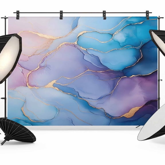 Abstract Impressionist Backdrop for Photography, Blue Marble Texture Photo Backdrop Portrait Background Party Banner Photo Backgrounds for Studio Booth Props, 7x5ft