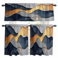 thumbnail image 1 of Abstract Impressionist Style Kitchen Curtains Valances and Tiers Set of 3 Gold Blue Color Block Tier Curtains and Valance with Rod Pocket for Small Windows, 27.5"x24", 1 of 9