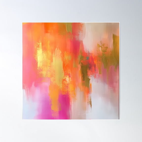 Abstract In Shades Of Orange And Pink Poster Wall Art, Modern Wall Decor For Living Room Bedroom, 24x24 UNFRAMED