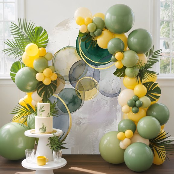 Abstract Ink Arch Backdrop Cover, 5FT, Green Yellow Blue Ink Splatter Bubbles Drops Spandex Arch Covers Double-Sided Backdrop for Wedding Birthday Party Photo Background Decoration