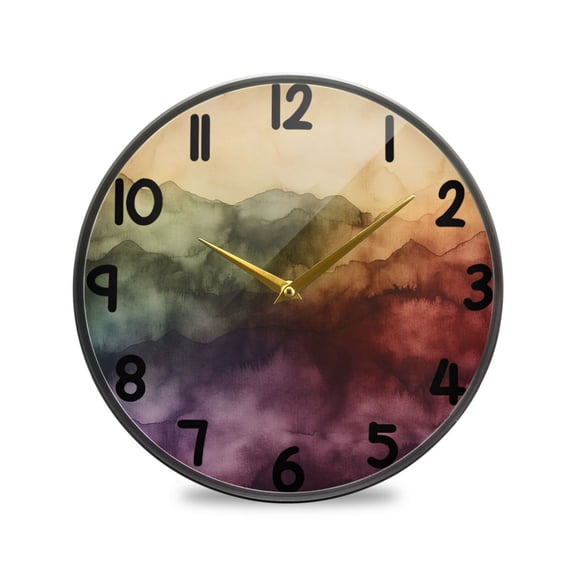 Abstract Ink Art Painting Round Acrylic Wall Clock Silent Battery Operated Home Decor for Living Room Bedroom