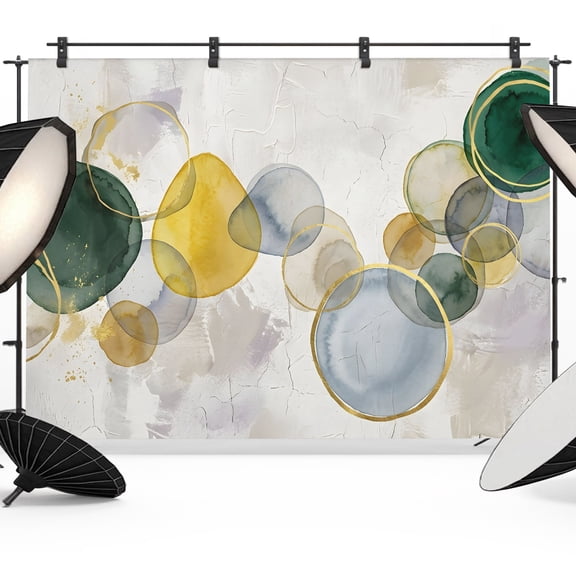Abstract Ink Backdrops for Photography, Green Yellow Blue Ink Splatter Bubbles Drops Fabric Photo Background Sturdy Studio Props for Photo Studio, Video Recording, Booth & Photoshoot 7x5ft