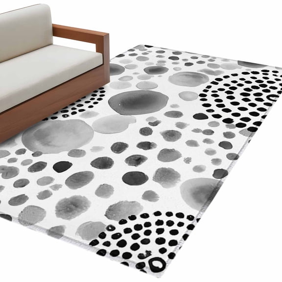 Abstract Ink Dots Area Rug 4x6 Washable Rug Non Slip Boho Minimalist Middle Century Art Large Area Rug Indoor Floor Carpet for Entryway Bedroom Kitchen Living Room Home Office Dining Room Nursery