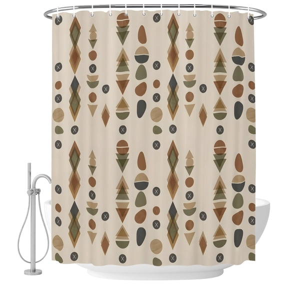 Abstract Ink Droplets Shower Curtain Set - Small 36" x 72" Washable Bathtub Curtain with 12 Hooks, Coastal Brown Beige Watercolor Vertical Waterproof Fabric Stall Shower Curtains for Bathroom Décor