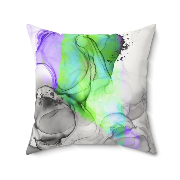 Abstract Ink Flow Gradient Faux Suede Throw Pillow  Modern Artistic Accent Cushion 20x20