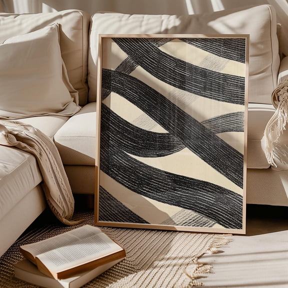 Abstract Ink Flow Print, Monochrome Minimalist Wall Art, Surreal Linework Graphite Concept Art Wall Art, Modern Wall Decor, 16x24 UNFRAMED