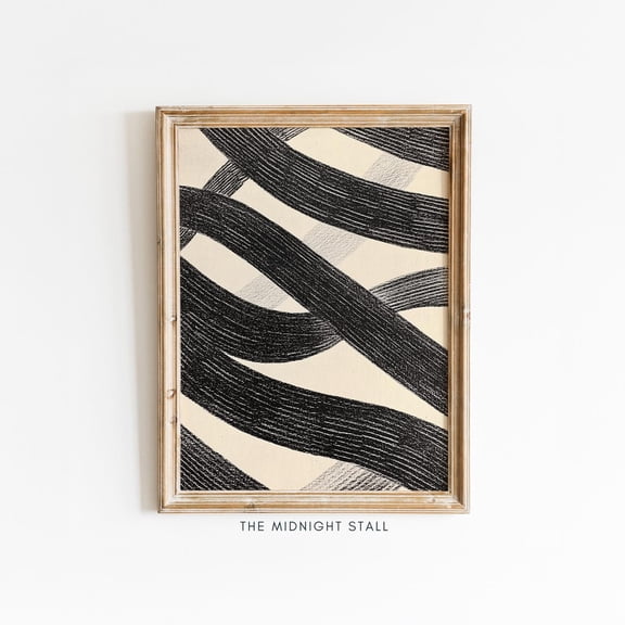 Abstract Ink Flow Print, Monochrome Minimalist Wall Art, Surreal Linework Illustration, Graphite Concept Art,, RE09, Unframed Paper Poster 11x14in
