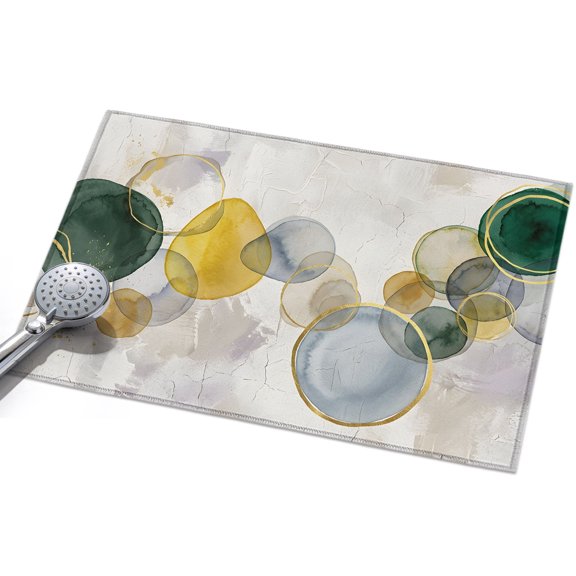 Abstract Ink Front Door Rugs 2x3ft Green Yellow Blue Ink Splatter Bubbles Drops Washable Rug, Non Slip Indoor Carpet Absorbent Floor Mat for Living Room Bedroom Dining Room