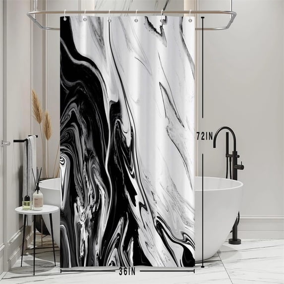 Abstract Ink Painting Shower Curtain Black and White Modern Stylish Bathtub Shower Curtain for Bathroom Decor Waterproof Texture Washable Fabric Shower Curtain, 36x72 Inch