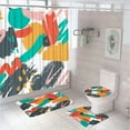 thumbnail image 1 of Abstract Ink Painting Shower Curtain Set Colorful Graffiti Bathroom Curtains With 12 Hook Non-Slip Bath Mat Rug Lid Toilet Cover, 1 of 5