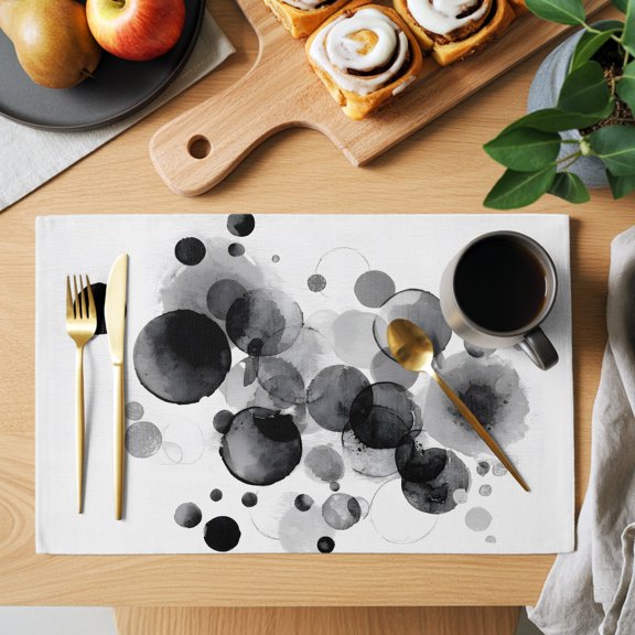 Abstract Ink Placemats Set of 1, Black Ink Splatter Bubbles Drops Non-Slip Place Mats Washable Table Mats for Kitchen Dining Table Decorations Indoor/Outdoor