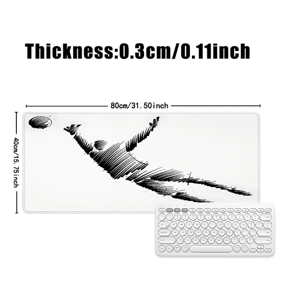 Abstract Ink Sketch Mouse Pad 31.5 x 11.82 Inches Rubber Desk Accessory for Office and Home Use