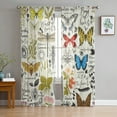 Abstract Insects Medicinal Herbs Retro Sheer Curtains for Living Room