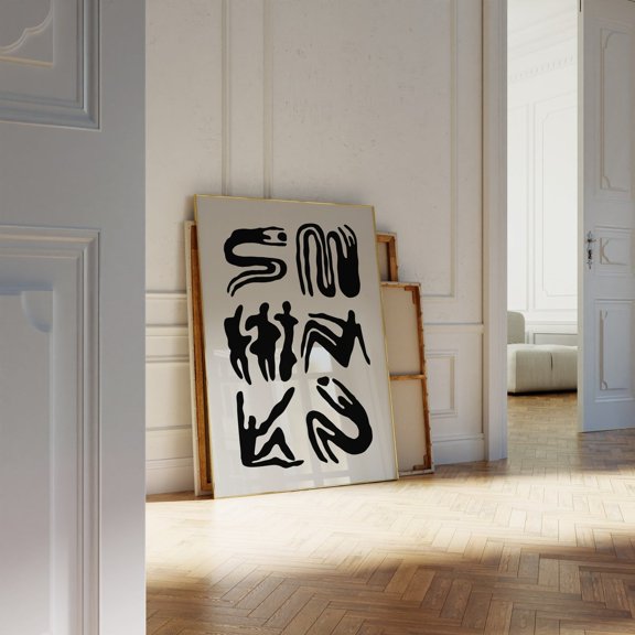 Abstract Inspired Art Dance Exhibition Abstract Black and White Modern Gallery, Unframed Paper Poster 8x10in