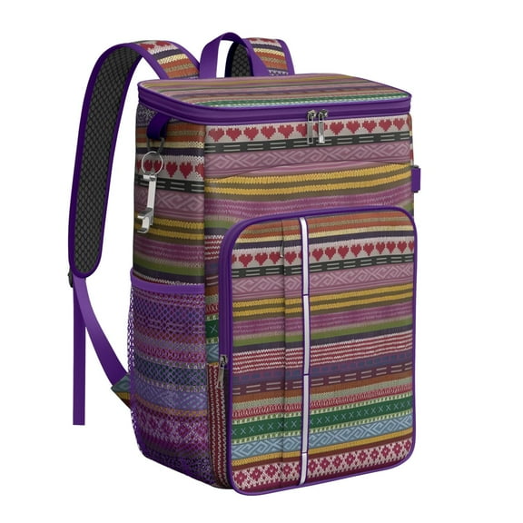 Abstract Insulated Cooler Backpack - 20L Leakproof Soft Cooler Bag for Camping, Beach & Picnic, Vintage Style with Long-Lasting Insulation