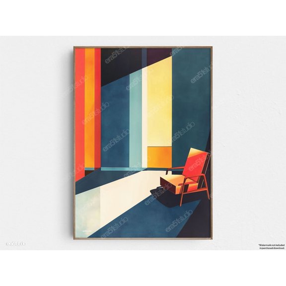 Abstract Interior Vibrance Original Midcentury Modern Minimalist Wall Art