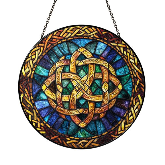 Abstract Interlaced Design Stained Glass Suncatcher – Window Decor
