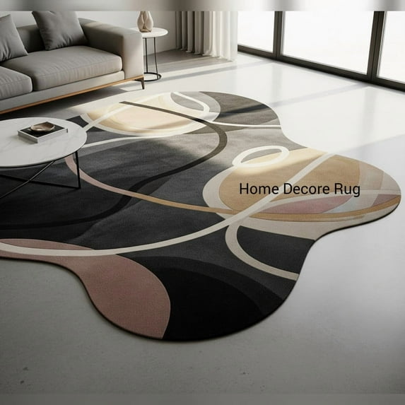 Abstract Irregular Area Rug – Hand Tufted Multi-Color Modern Carpet for Full Size Bedrooms