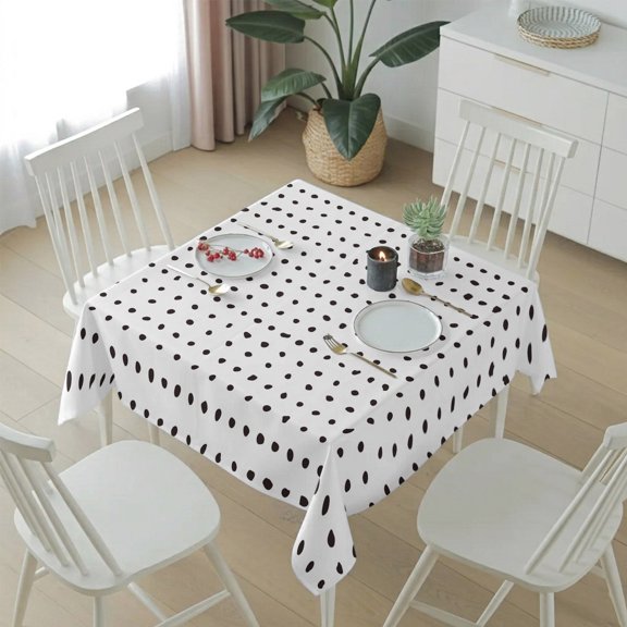 Abstract Irregular Black Polka Dot Table Cloth 54x54in, Waterproof Square Tablecloth Wipeable Tablecloths Modern Spots Pattern Table Covers for Dining Tables Party Indoor Outdoor