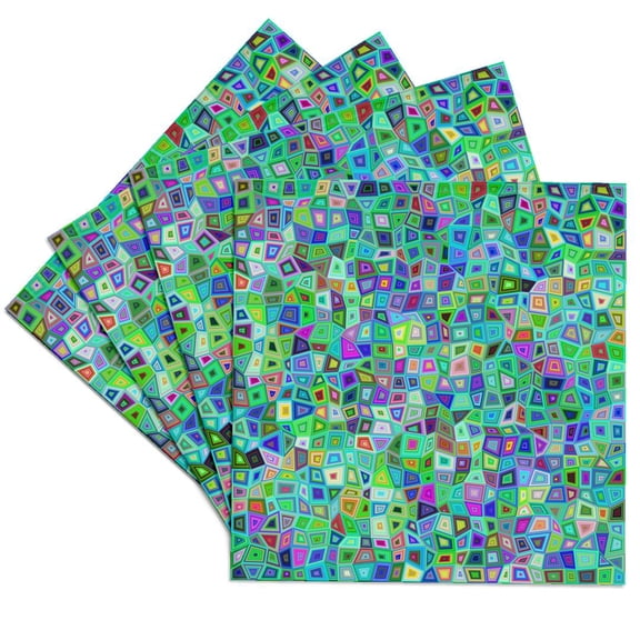 3drose, Abstract Irregular Rectangle Mosaic Background, Set of 4 Ceramic Tile Coasters