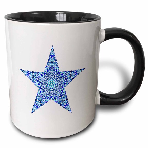 3drose, Abstract Isolated Geometrical Petal Ornament Star Polygon, 11oz Two-tone Black Mug