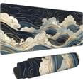 thumbnail image 1 of Abstract Japanese Ocean Waves Gaming Mouse Pad XL, Large Non Slip Rubber Mousepad, Stitched Edges Mouse Pads, Long Extended Mice Pad,31.5'''' X 11.8'''', 1 of 6