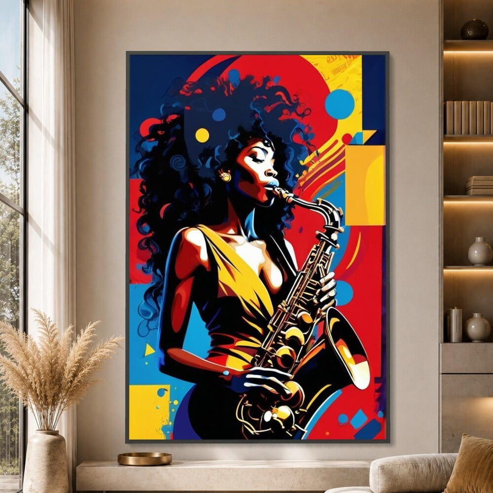 Abstract Jazz Saxophone Afro Portrait Statement Music Poster - Walmart.com