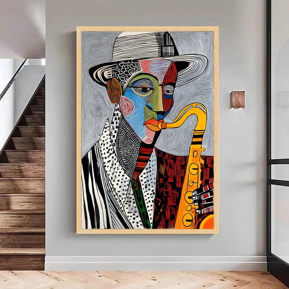 Abstract Jazz Saxophonist, Modern Musician Wall Art, Large, Oversized Poster, Poster Only