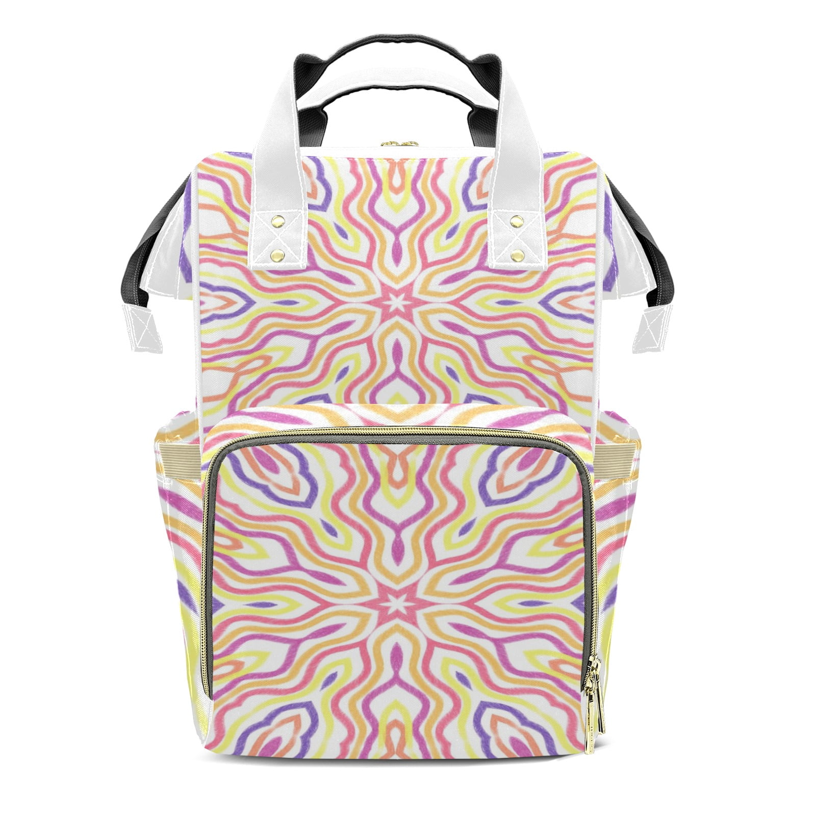 Abstract Kaleidoscope Diaper Backpack – Large Capacity, Insulated Baby Bottle Pocket, Multifunctional Mommy Bag for Boys & Girls