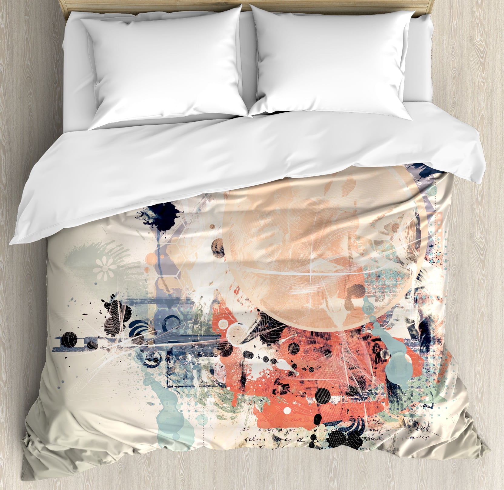 King Size Multicolor Abstract Microfiber Duvet Cover Set