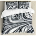 thumbnail image 1 of Abstract King Size Duvet Cover Set, Mix of White and Black Hallucinatory and Surreal Liquid Marble Figures Graphic Artwork, Decorative 3 Piece Bedding Set with 2 Pillow Shams, Grey, by Ambesonne, 1 of 3