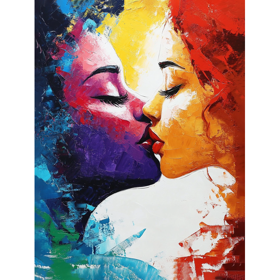Abstract Kissing Couple Decorative Painting/Canvas Art Suitable for Bedroom Living Room Dining Room Office Hotel Study Room Apartment Art Gallery Coffee Shop Bar Decoration.
