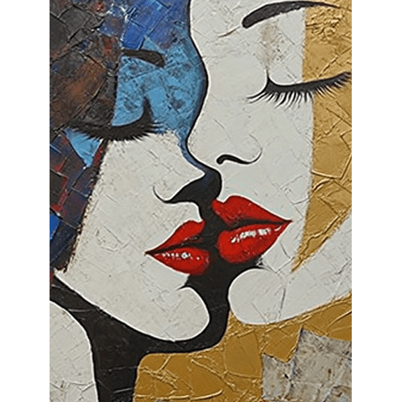 Abstract Kissing Women Canvas Wall ArtPerfect for Living RoomBedroomBathroomOfficeand Dinning Room Decoration.