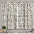 thumbnail image 1 of Abstract Kitchen Curtains, Contemporary Monochrome Swirly Waves Paint Print Autumn Mysteries, Window Drapes 2 Panel Set for Kitchen Cafe Decor, 55" x 36", Dusk Dark Taupe Off White, 1 of 1