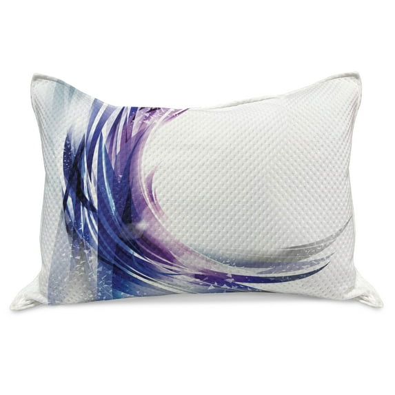 Abstract Knitted Quilt Pillowcover, Cool Wave Like Ombre Design Vibrant Color Dots Art, Standard King Size Pillow Cover for Bedroom, 36" x 20", Purple Blue and White, by Ambesonne