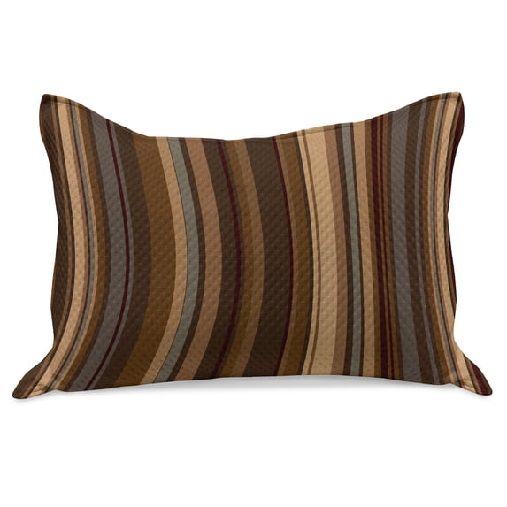 Abstract Knitted Quilt Pillowcover, Retro Vertical Striped Background in Different Shades of Earthen Tones Image, Standard King Size Pillow Cover for Bedroom, 36" x 20", Tan and Brown, by Ambesonne