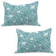 thumbnail image 1 of Abstract Knitted Quilt Pillowcover Set of 2, Abstract Pattern with Bubbles in Different Sizes Modern Aqua Inspired Design, Standard Queen Pillow Sham Bedroom, 30" x 20", Turquoise Teal, by Ambesonne, 1 of 1