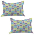 thumbnail image 1 of Abstract Knitted Quilt Pillowcover Set of 2, Seamless Pattern with Citrus Like Lemon Lime Tangerine Orange Print, Standard Queen Pillow Sham Bedroom, 30" x 20", Pale Green and Violet, by Ambesonne, 1 of 1