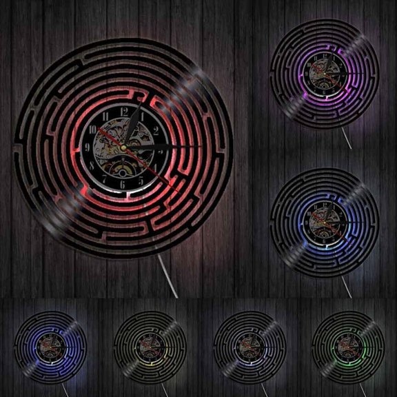 Abstract Labyrinth Minimalist Wall Clock Decorating Articles Around The World Mystik Maze Modern Design Vinyl Record Wall Clock