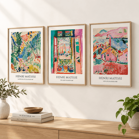 Abstract Landscape 24"W x 36" H x 3Pcs Framed Canvas Art Print Set