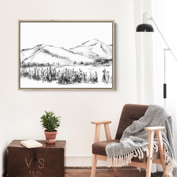 Abstract Landscape Art Green Grey And White Brushstrokes Wall Decor, Unframed Paper Print