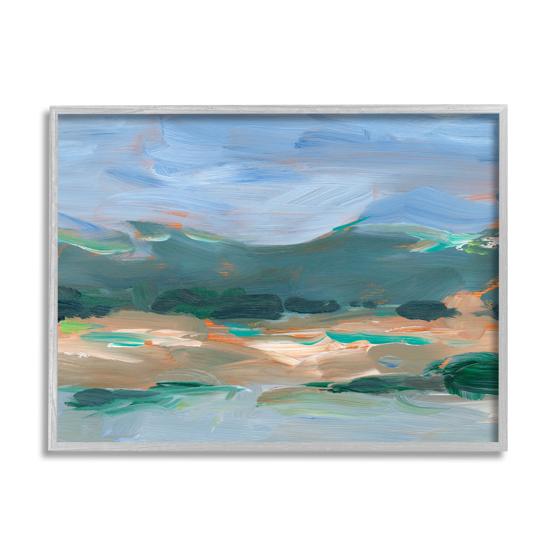 Abstract Landscape Blue Sky Scenery Landscape Painting Gray Framed Art Print Wall Art